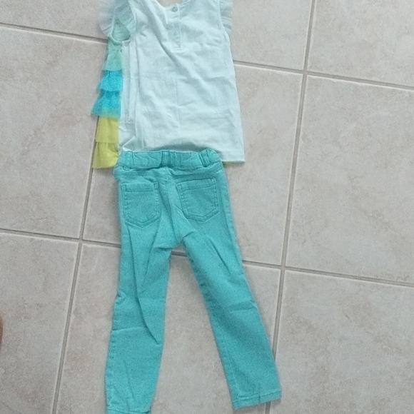 Girls 3t aqua set jeans and tank - Picture 4 of 6